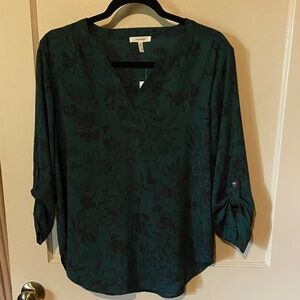 Maurices Dark Teal Floral V-Neck Tunic